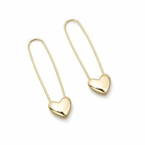 New! Bloom Social Gold Heart Safety Pin Earrings NWOT (3049)